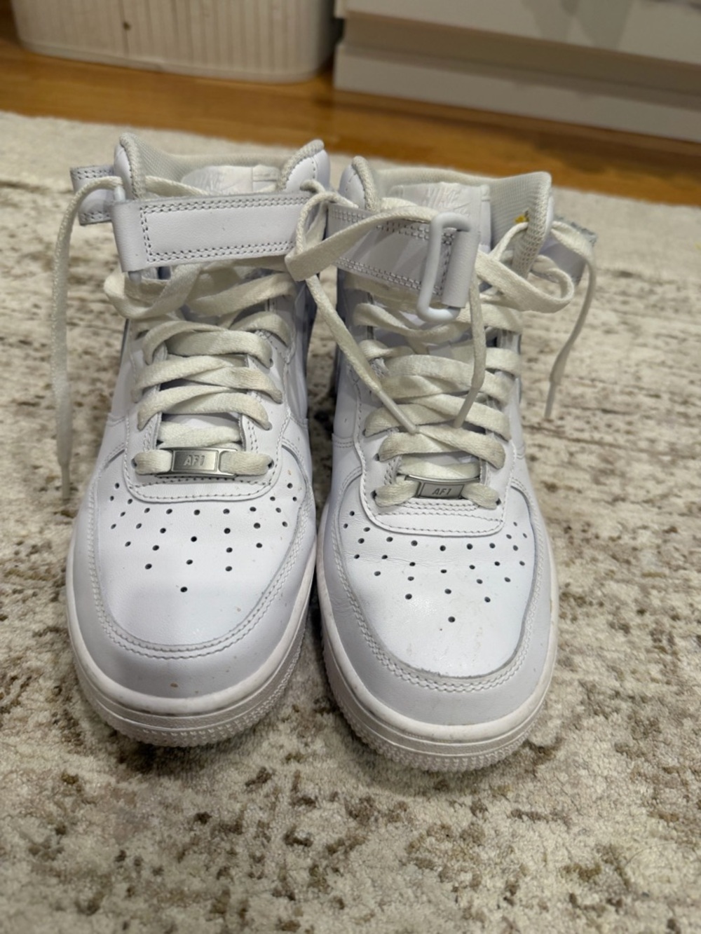 Nike- Air Force 1- Classic White High-Top Lace-Up Sneakers with Ankle Strap